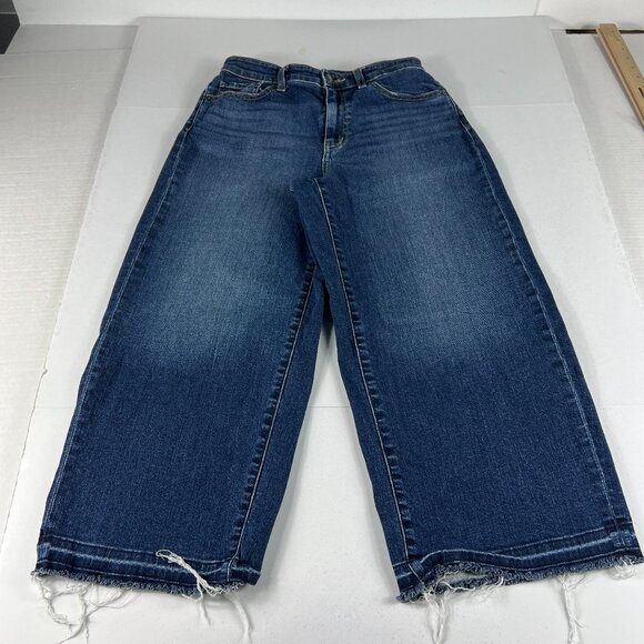 Uniqlo Jeans Womens Measured 27x21 High Rise Wide Leg Cropped Blue Denim Tag 25 - Picture 1 of 16